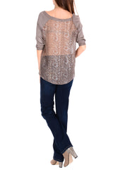 CYBELE Taupe Leopard Sheer Blouse