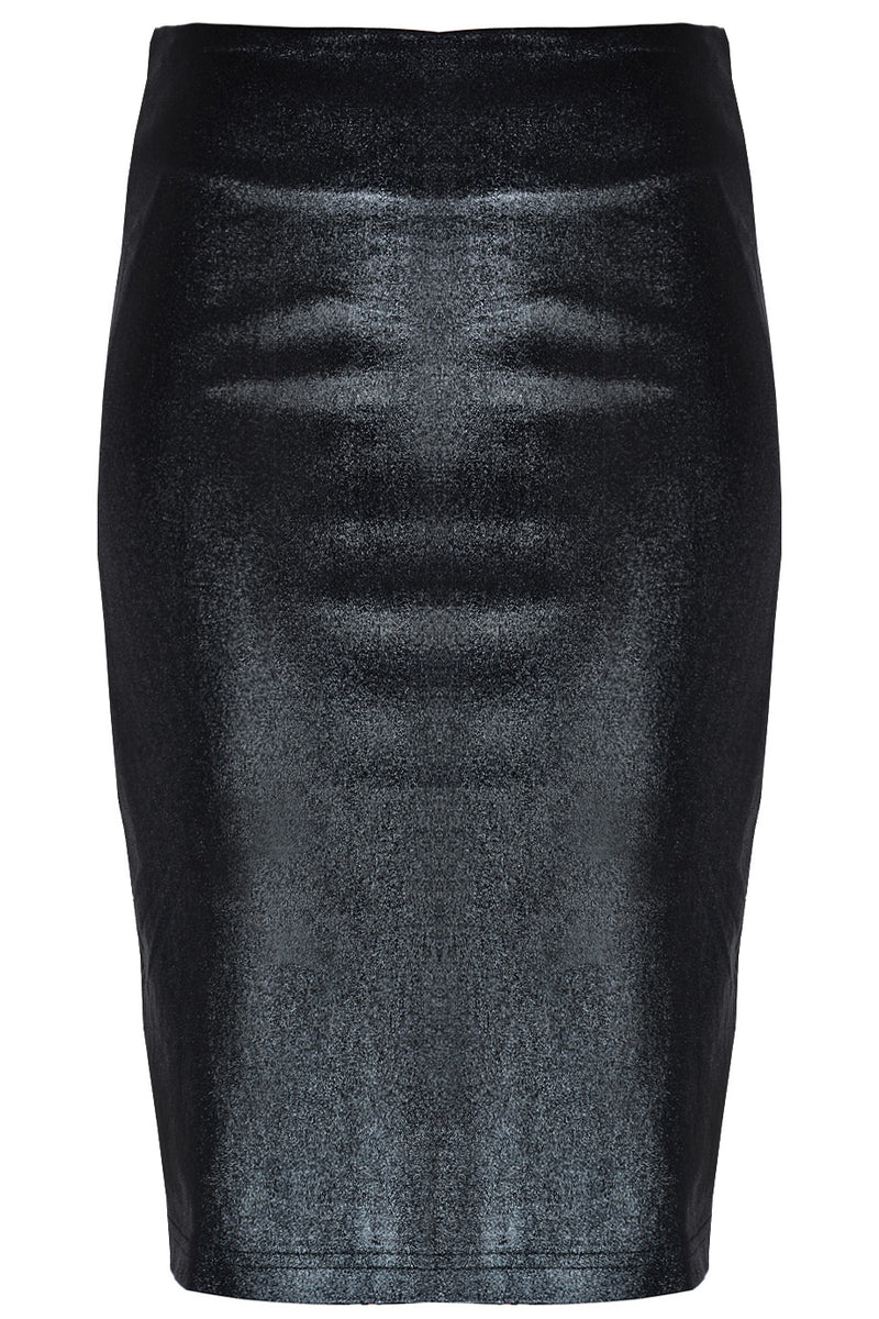 LUCY PARIS LOREIN Metallic Black Pencil Skirt