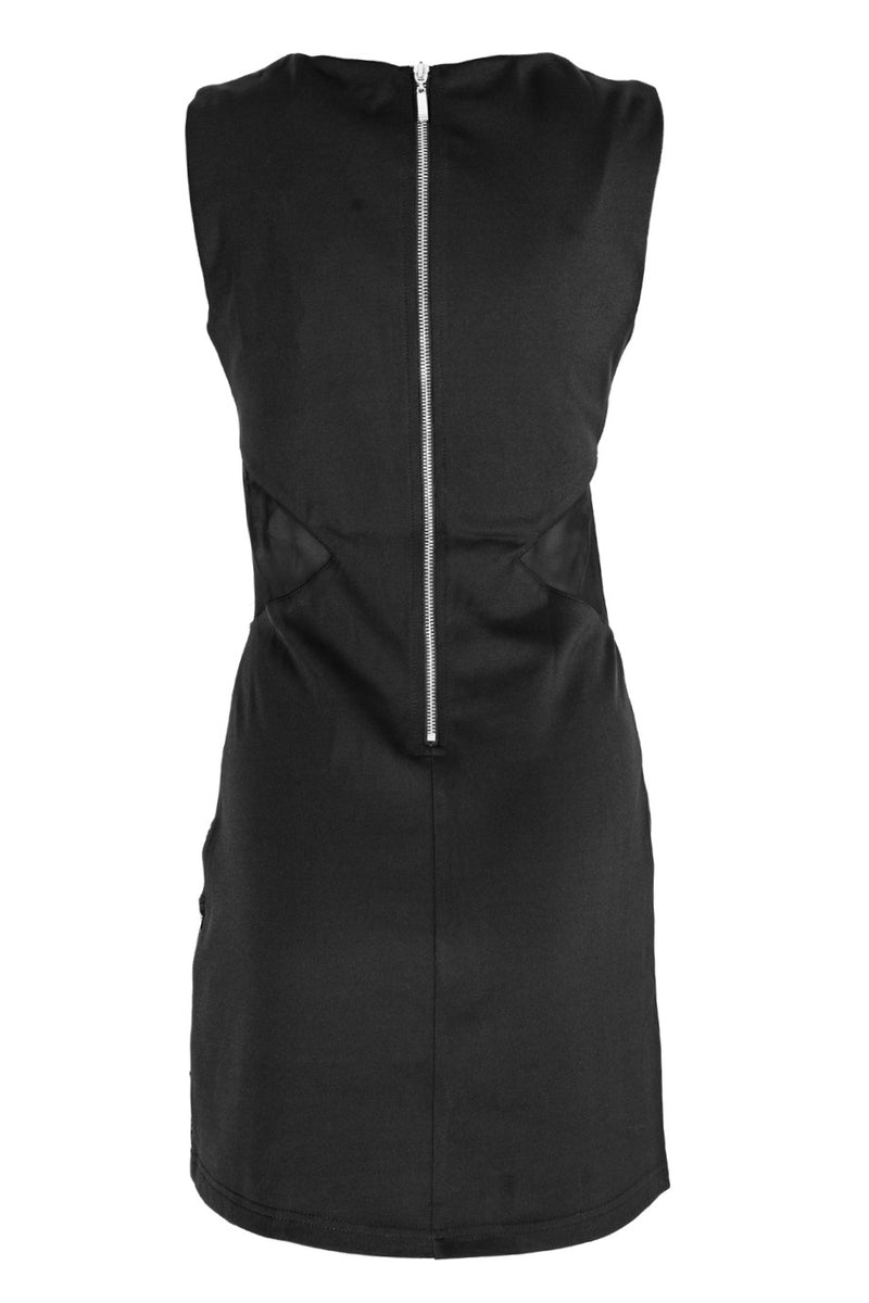 LUCY PARIS NAYA Black Lasercut Sleeveless Dress