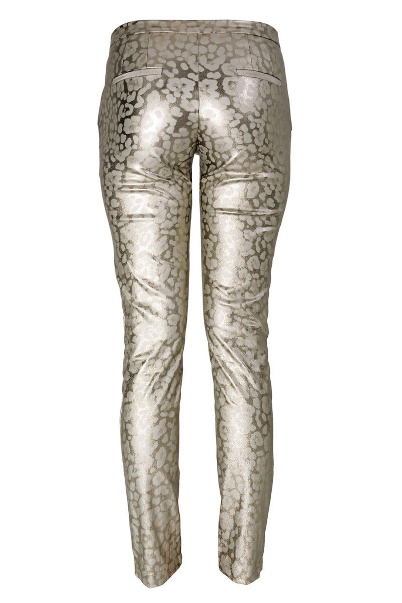 REINA Metallic Silver Leopard Pants