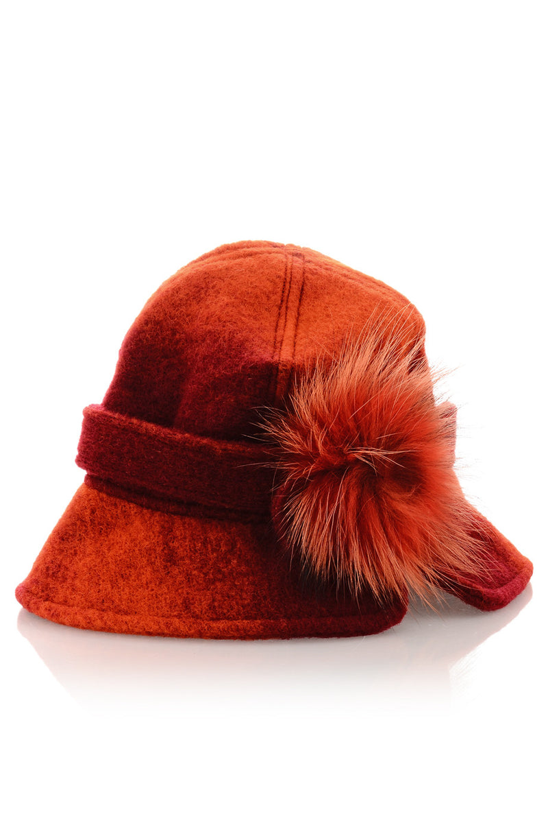 AVERY Red Ombre Felt Cloche Hat