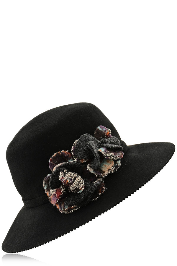 LANA Black Wool Fedora Hat