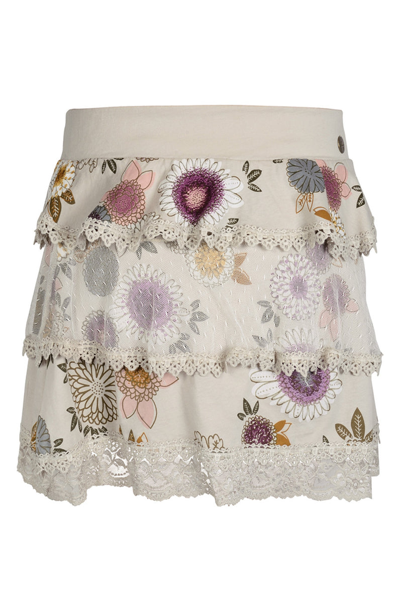 CELEBES Beige Lace Floral Skirt