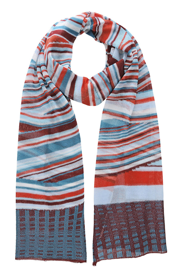 EDITH Indigo Red Viscose Knitted Woman Scarf