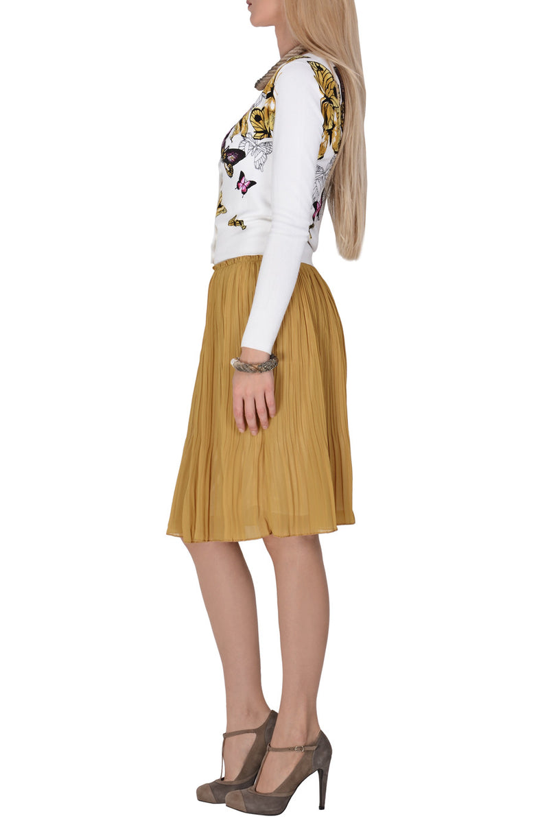 LONDON CIERRA Mustard Pleated Skirt