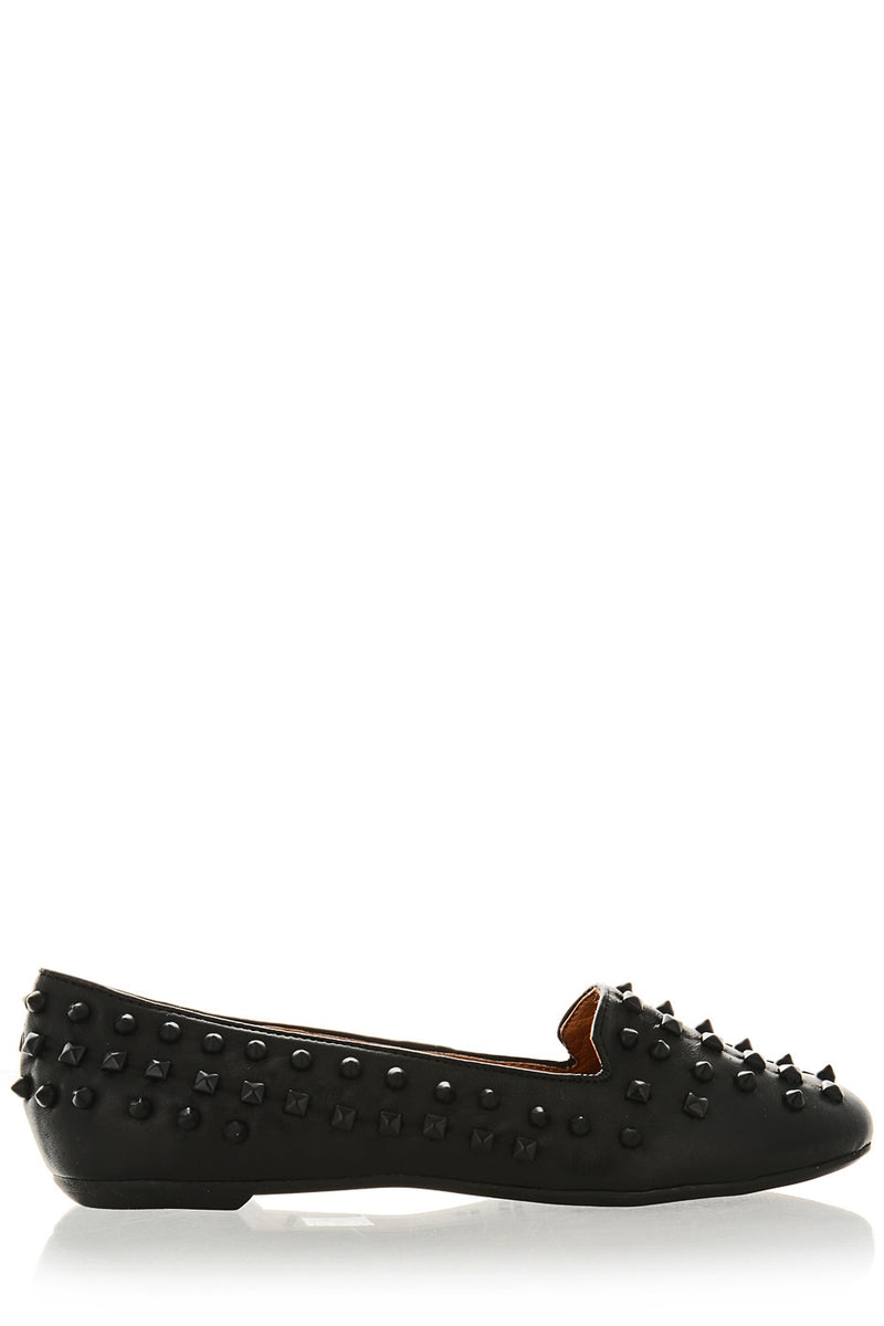 SPIKES Black Leather Slipper Shoes