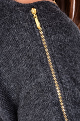 ALENE Charcoal Long Zipper Sweater