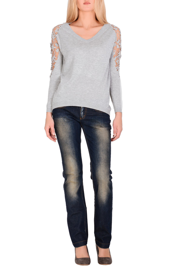 INES Light Grey Lace Jumper