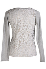REA Grey Lace Sleeve Top