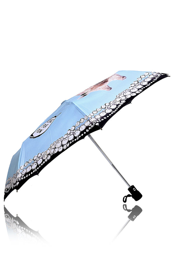 GIRAFFE IN PEARLS Light Blue Printed Umbrella
