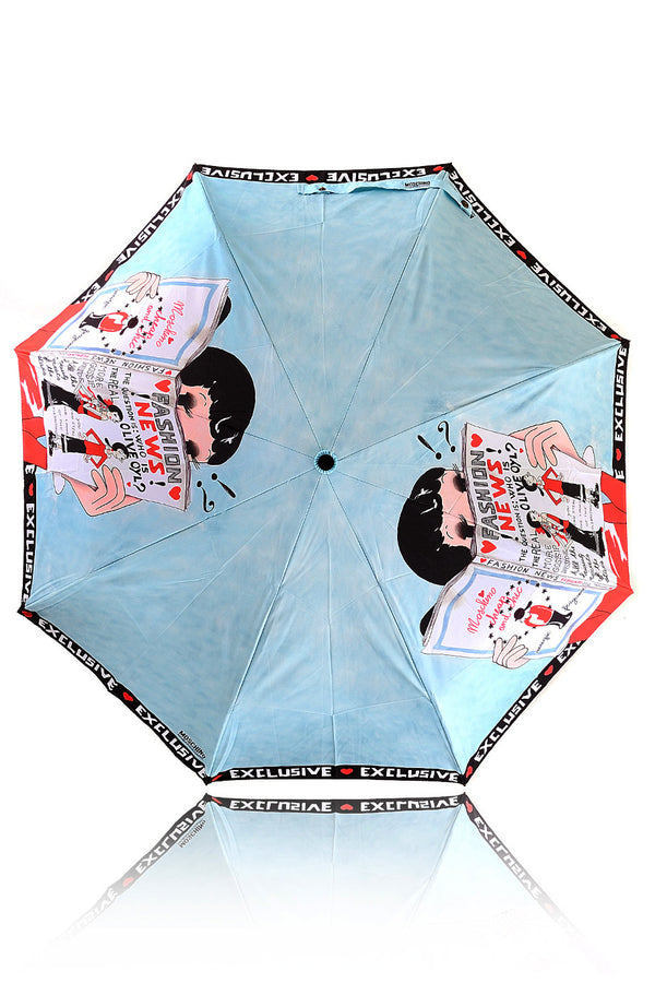 OLIVE OYL Light Blue Fashion News Printed Umbrella