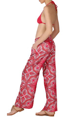 MANOLA Coral Print Silk Pants