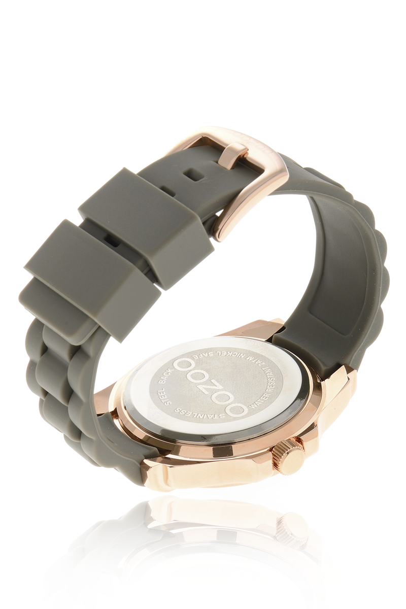 C4918 ROSE GOLD Olive Grey Silicone Watch