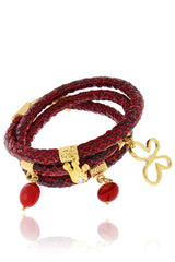 EUDORA Red Snakeskin Charms Bracelet