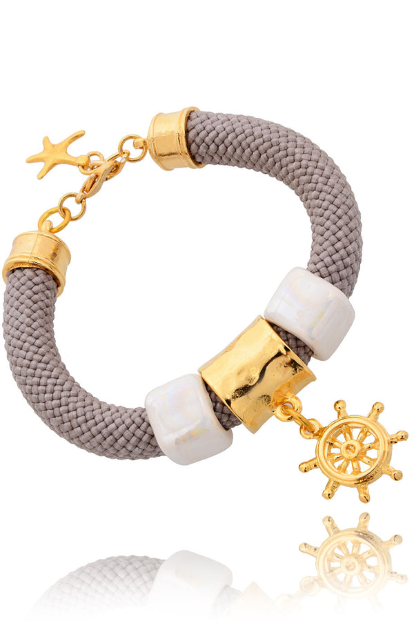 GOLD SAILOR Taupe Cord Bracelet