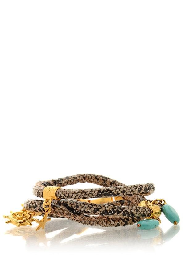 ZELIN Brown Snakeskin Charms Bracelet 10