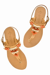 NAROVA Coral Beaded T-Bar Sandals