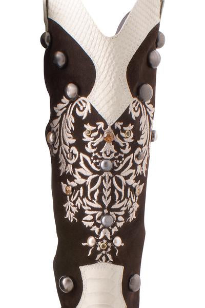 JESSICA White Leather Cowboy Boots