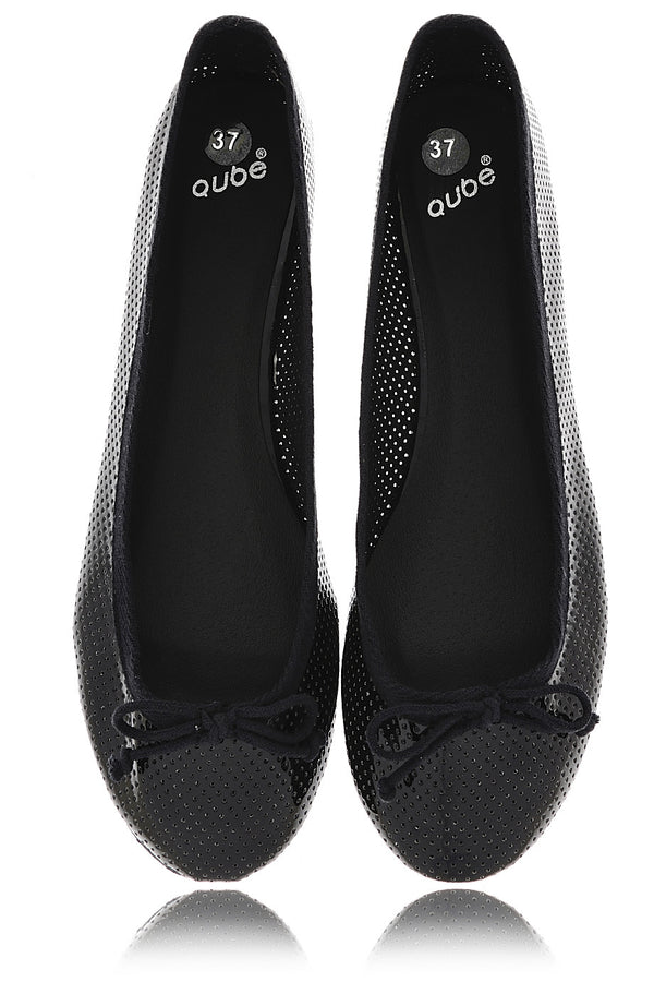 MABLE Black Perforated Ballerinas