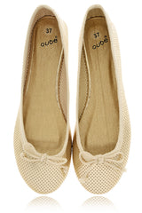 MABLE Gold Perforated Ballerinas