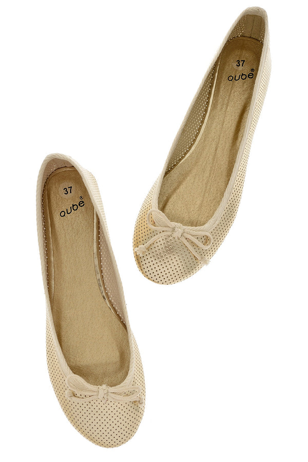 MABLE Gold Perforated Ballerinas