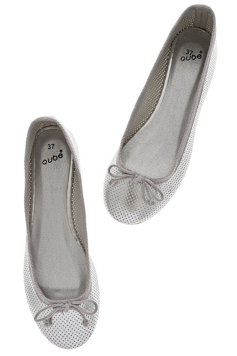 MABLE Silver Perforated Ballerinas