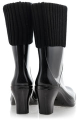 DIVA Black Patent Rubber Ankle Boots