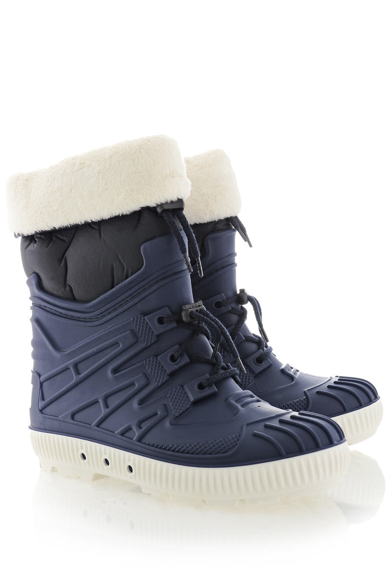 SIBEIRA Blue Fur Rubber Snow Boots