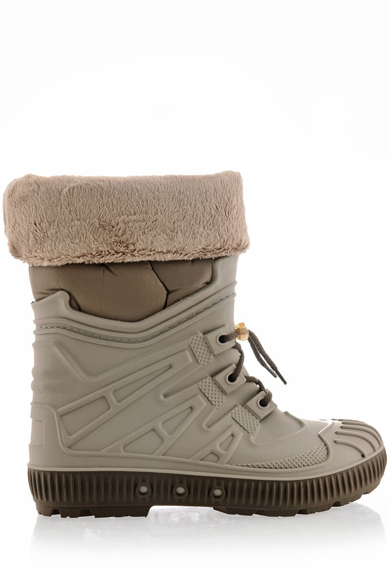 SIBEIRA Taupe Fur Rubber Snow Boots
