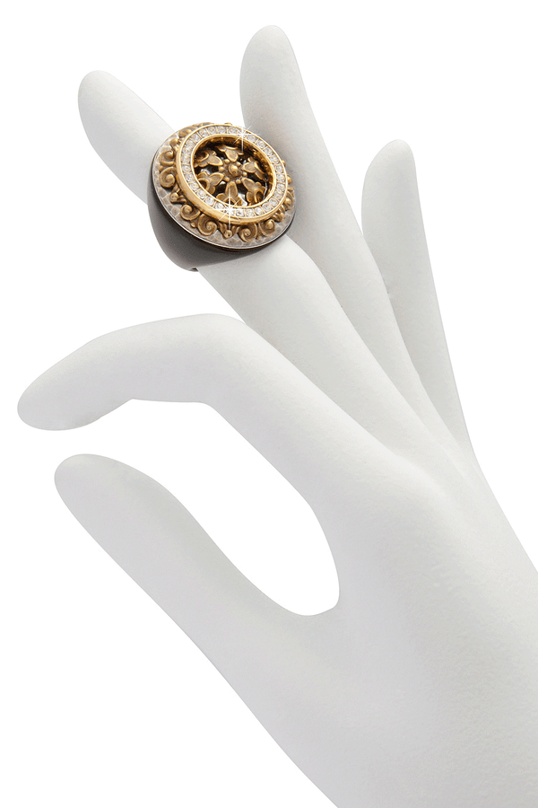 ARCHAIC Brass Emblem Cocktail Ring