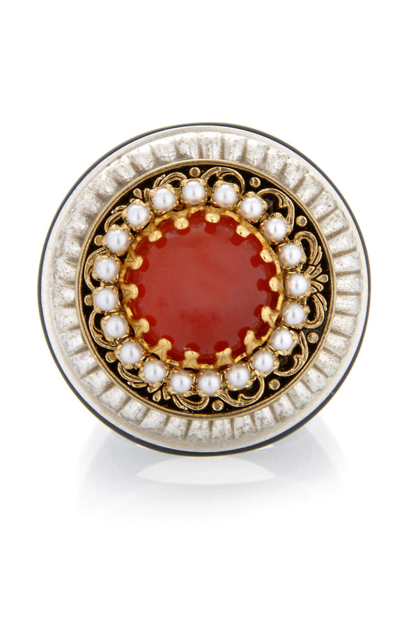 ORANGE STONE Pearl Cluster Cocktail Ring