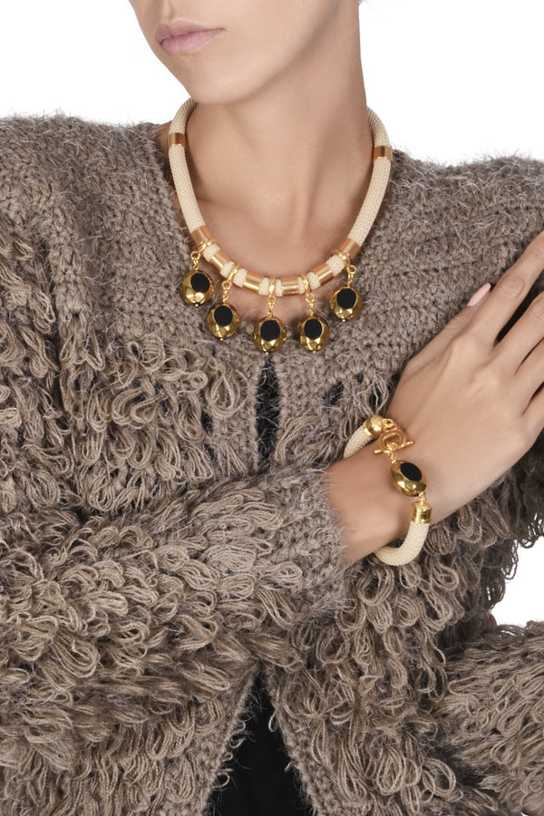 ANSELMA Gold Beige Necklace