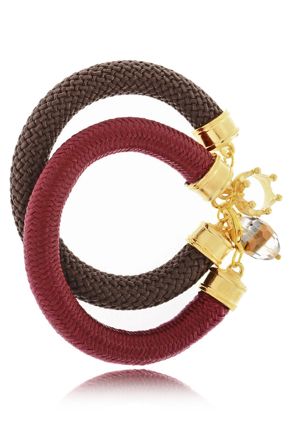 ΟLIN Brown Bordeaux Bracelets (set of 2)