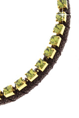 NIRA Green Brown Crystal Cord Necklace