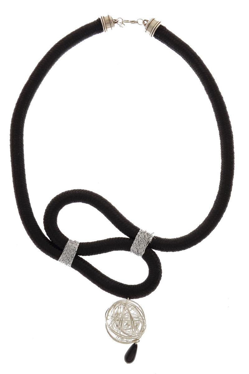 ROCCHI SILVER BALL Black Cord Necklace – PRET-A-BEAUTE