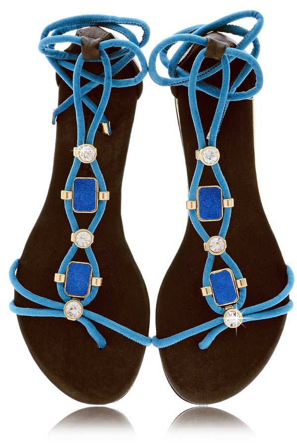 LUCILLE Indigo Blue Crystal Sandals