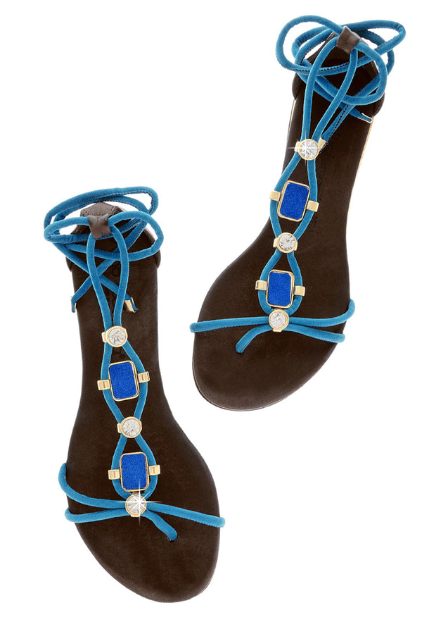 LUCILLE Indigo Blue Crystal Sandals