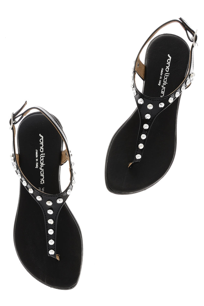 REBEKAH Black Studded Sandals