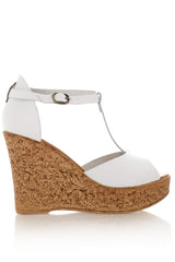 VACCH White Leather Wedges