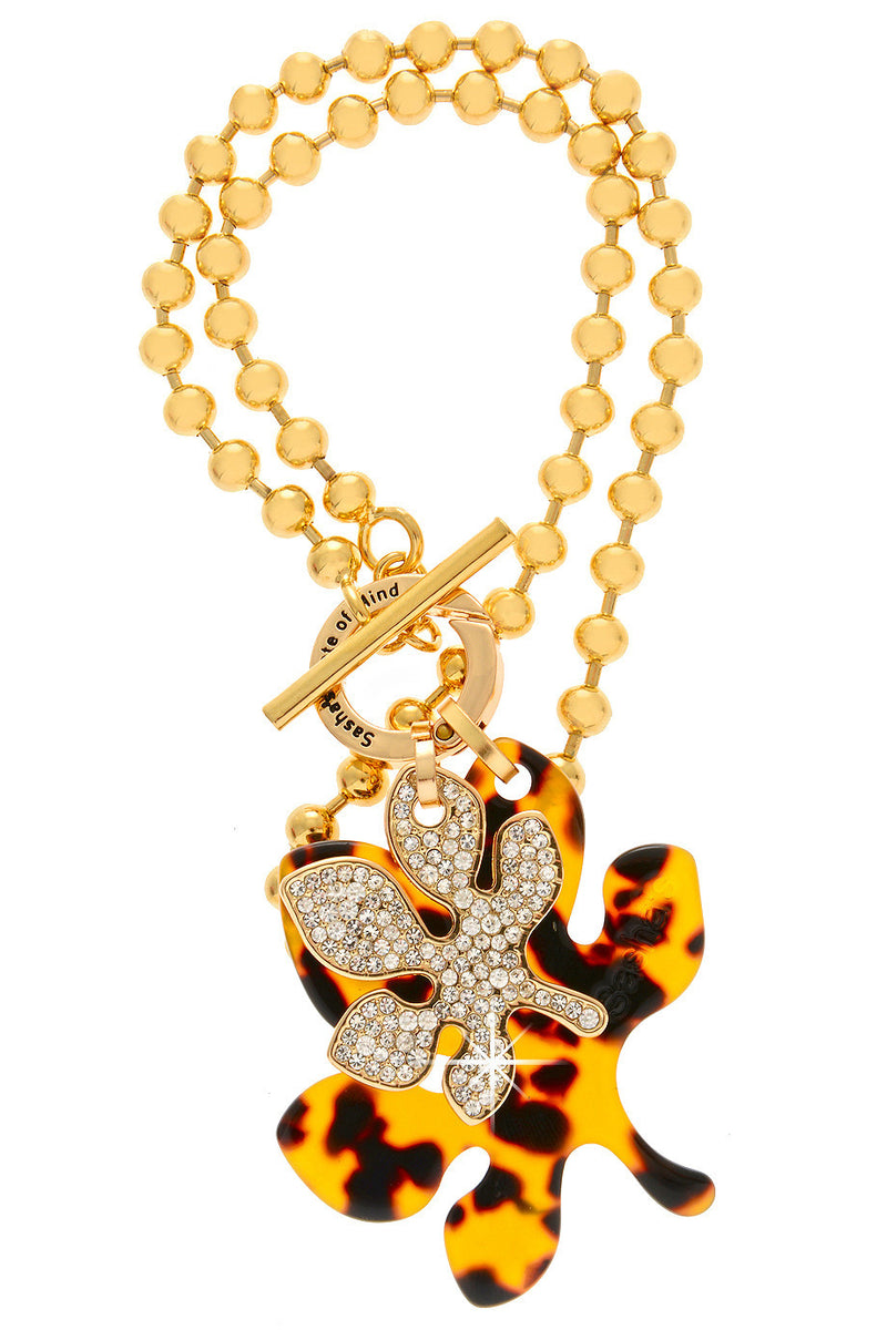 DOUBLE LEAF Tortoise Gold Necklace