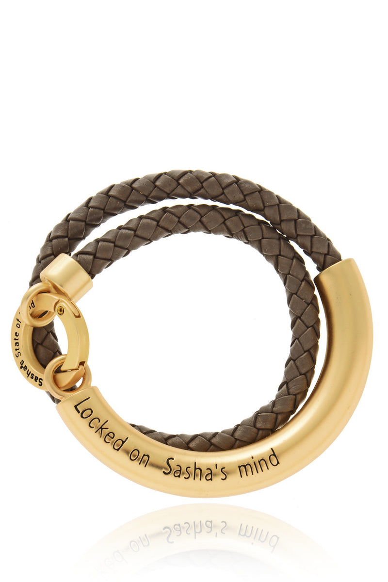 LOCKED Brown Snake Leather Bracelet