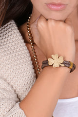 LUCKY CLOVER Brown Leather Bracelet