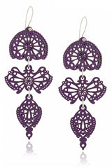LEAVES Purple Wooden Earrings