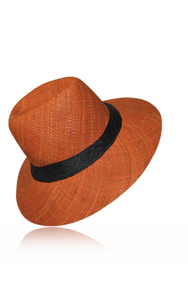 Πορτοκαλί Χειροποίητο Καπέλο Μαδαγασκάρης | Γυναικεία Καπέλα Παραλίας - Le Chapeau