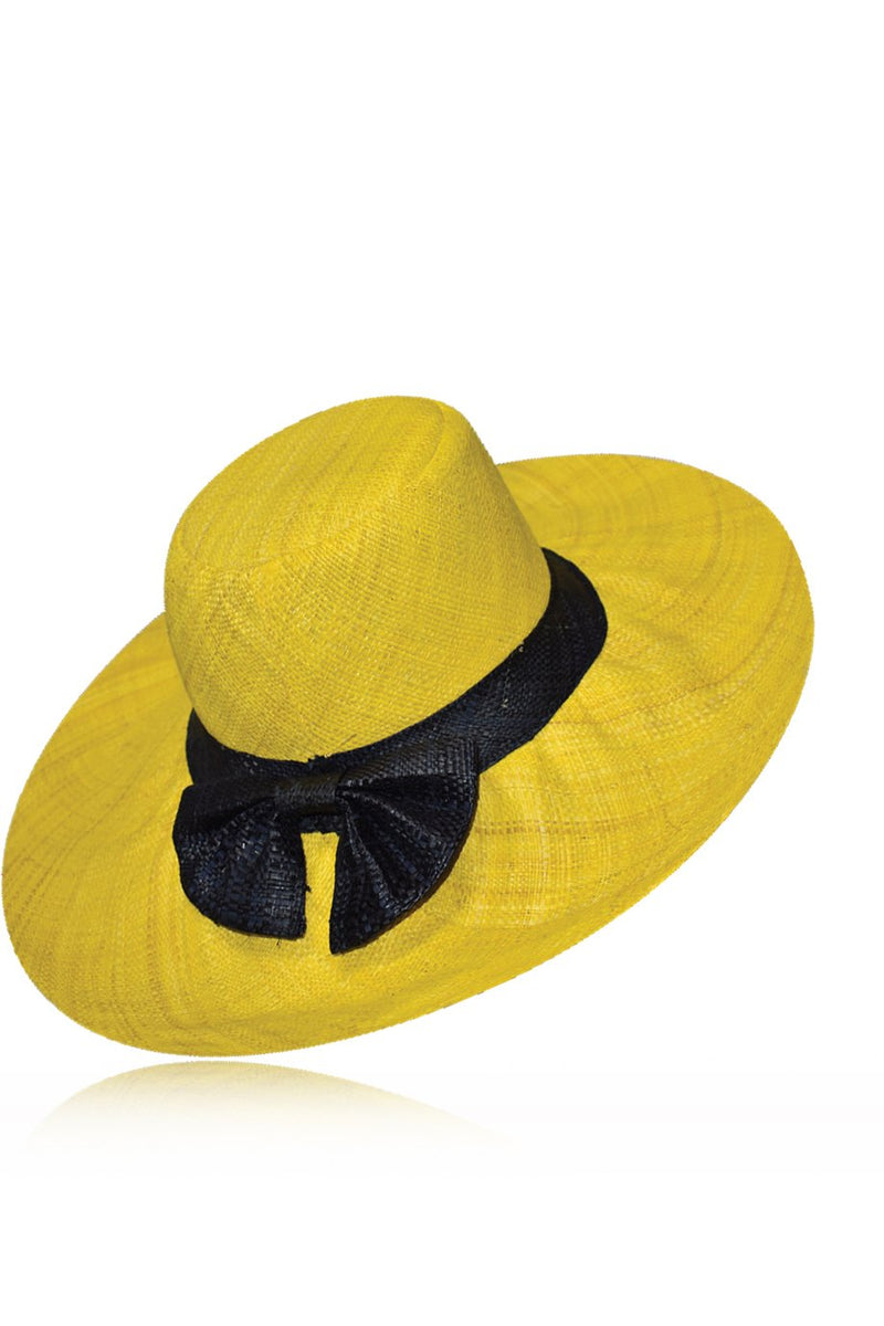 Κίτρινο Φαρδύ Χειροποίητο Καπέλο Μαδαγασκάρης | Γυναικεία Ψάθινα Καπέλα Παραλίας