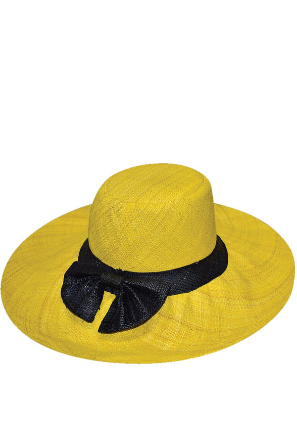 Κίτρινο Φαρδύ Χειροποίητο Καπέλο Μαδαγασκάρης | Γυναικεία Ψάθινα Καπέλα Παραλίας
