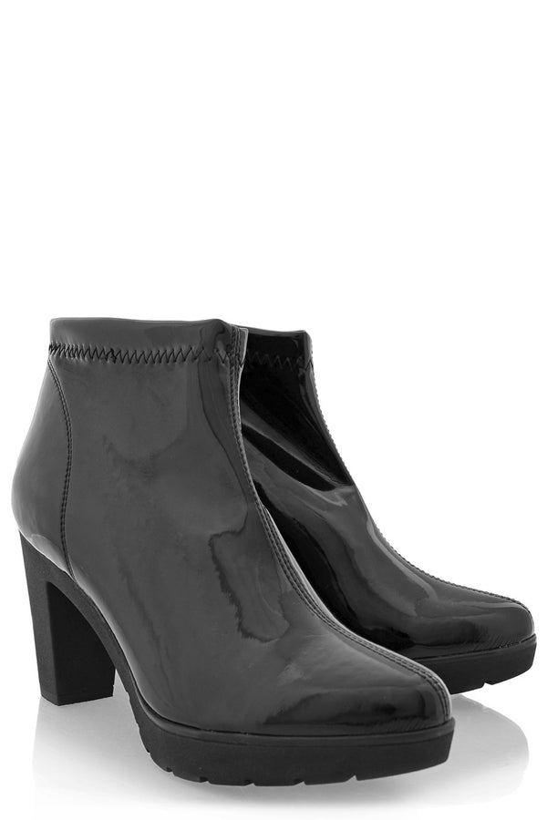 JULIA Black Patent Leather Ankle Boots