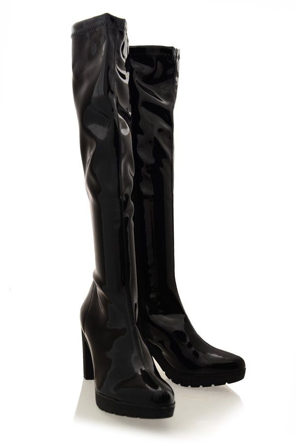 SAVAGE Black Patent Leather Boots