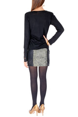 ALIA Black Gold Metallic Mini Skirt
