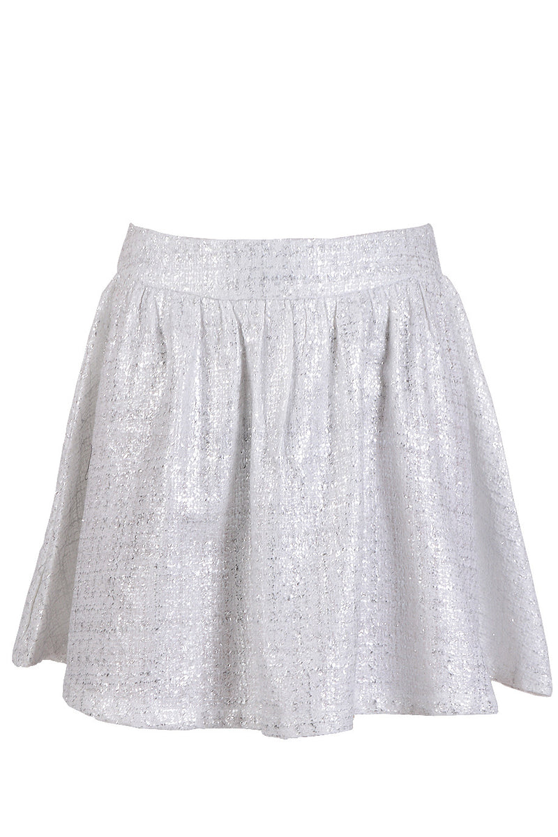 AZELIN Metallic White Mini Skirt